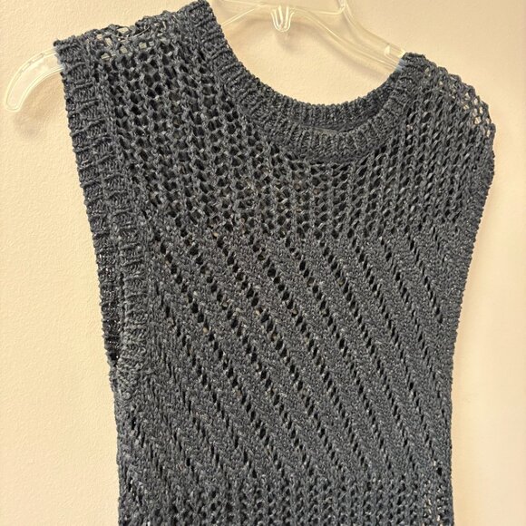 Banana Republic Cotton Blend Open Stitch Crotchet Black Maxi Dress - Picture 2 of 3